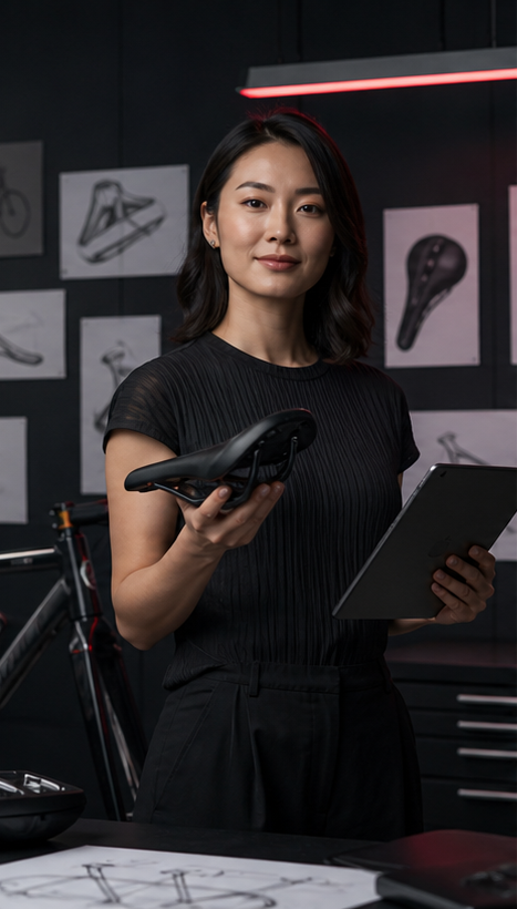 Cycling product designer developing a rider-focused accessory